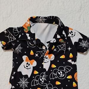 Disney Theme Halloween Themed Kids Button Down Shirt - Black and Orange